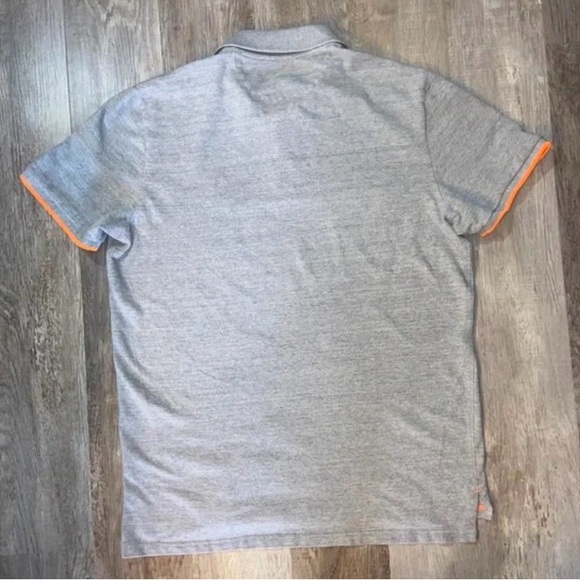 American Eagle Outfitters Athletic Fit Polo Shirt Gray Orange Trim XLT Cotton - Picture 3 of 13